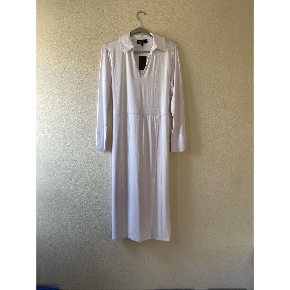 NWT eloquii womens white long sleeve polo‎ midi dress 16